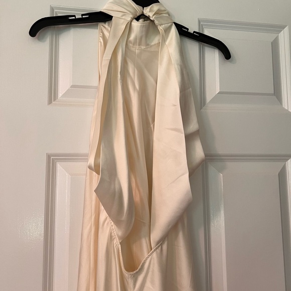 Gentle herd white Halterneck Cutout Long Silk Dress - Picture 5 of 5